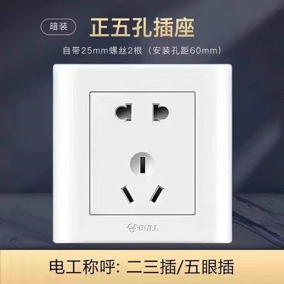 公牛圆孔老款白色五孔10年正品