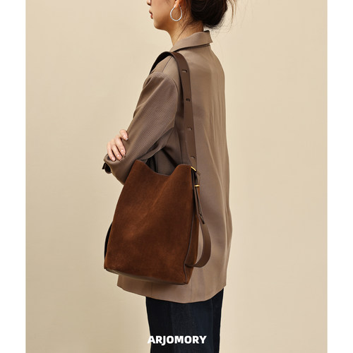 复古棕色单肩包时尚风大容量