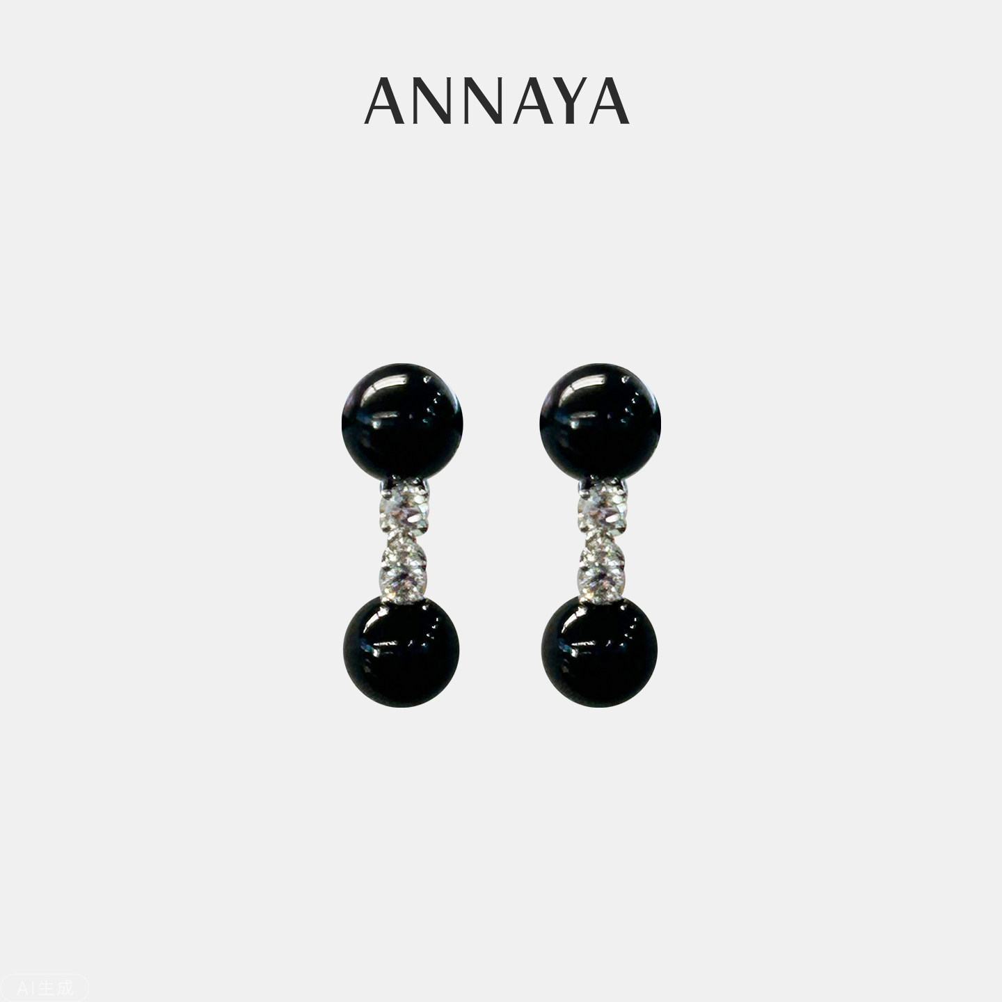 黑玛瑙9K金耳钉轻奢高级感耳环