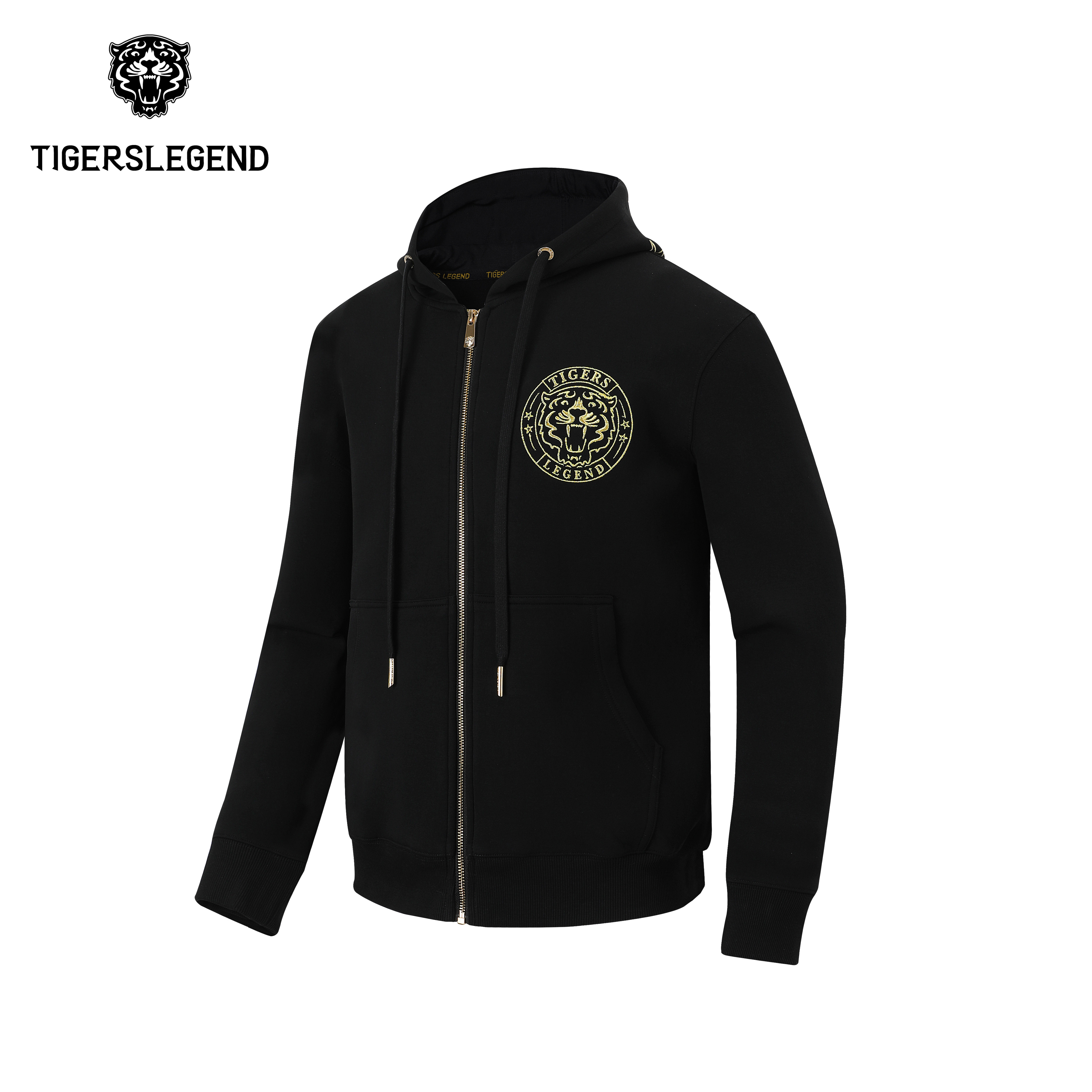 TIGERSLEGEND潮牌刺绣虎头情侣同款春秋连帽开衫卫衣WT5222/5223