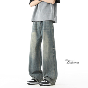 美式复古牛仔裤男2026春季宽松阔腿休闲裤子A166-NA5J01-P45控69图片