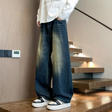 美式竹节纹牛仔裤男春季复古潮牌直筒长裤A166-NA5J07-特P40控75，男装牛仔裤，电商A166