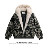 美式复古迷彩棉服外套冬季男座山雕毛绒领棉衣A166-MF2219-特P105，男装棉衣，电商A166