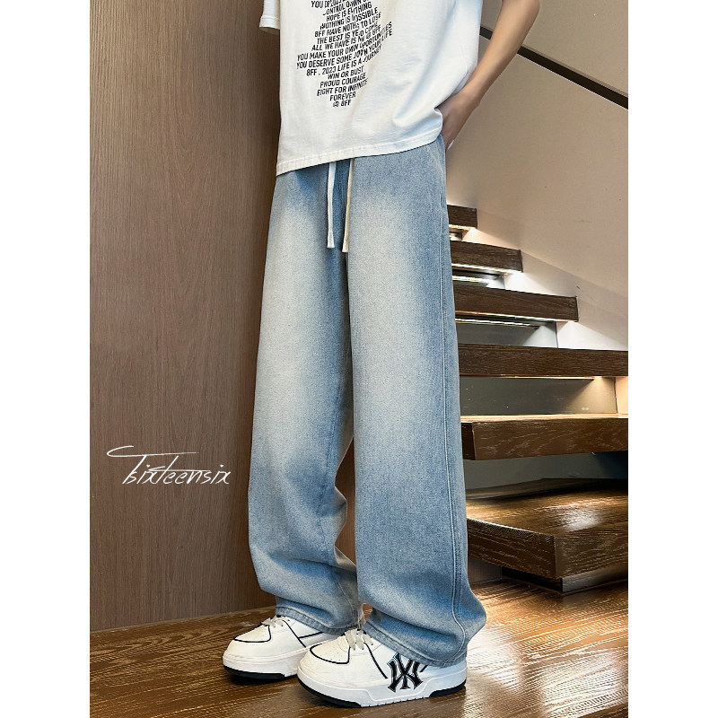 美式牛仔裤男夏季潮牌宽松直筒裤阔腿裤子A166-NA5508-特P35控59,男装牛仔裤,电商A166