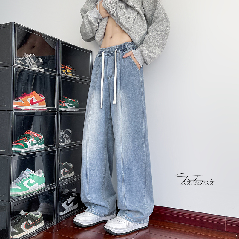 美式cleanfit阔腿牛仔裤男高街水洗直筒长裤A166-K274-特P38控68，男装牛仔裤，电商A166