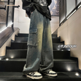 美式高街水洗工装牛仔裤男秋季大口袋裤子A166-K046-特P45控88，男装牛仔裤，电商A166