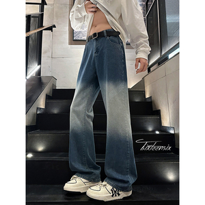 渐变微喇牛仔裤男秋季宽松美式高街水洗裤A166-NA5605-特P35控69图片