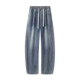 冰丝弯刀牛仔裤男美式复古水洗做旧阔腿裤A166-NA5303-特P40控75，男装牛仔裤，电商A166