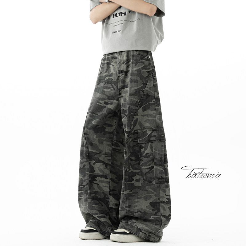 美式阔腿弯刀工装牛仔裤男2026春季休闲裤A166-NA5814-特P70控118，男装牛仔裤，电商A166