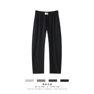 冰丝休闲裤男夏季宽松直筒垂感美式弯刀西裤A166-KA5405-P45控78,男士半袖套装搭配图片