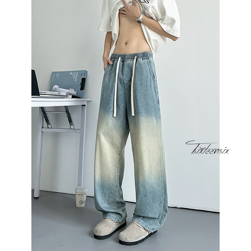 美式渐变天丝牛仔裤男夏季冰丝凉感阔腿裤A166-NA5302-特P40控75图片