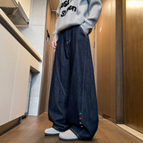 美式原色牛仔裤男秋季baggy高街阔腿弯刀裤A166-NA5815-P75控138，男装牛仔裤，电商A166