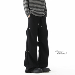 复古褶皱铆钉休闲裤子男宽松直筒伞兵卫裤A166-KA5704-特P47控88，男装休闲裤，电商A166