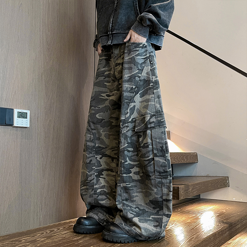 美式复古弯刀迷彩裤男宽松阔腿休闲工装裤A166-NA5814-特P70控118，男装工装外套，电商A166