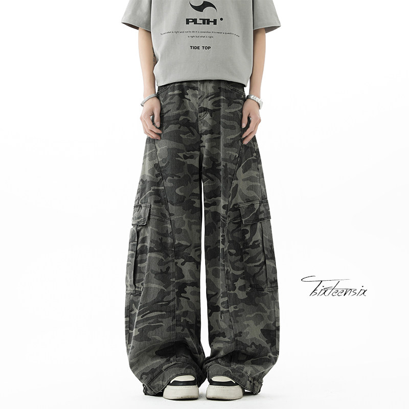 美式水洗工装迷彩裤子男春季阔腿休闲长裤A166-NA5814-特P70控118，男装工装外套，电商A166
