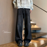 美式阔腿牛仔裤男秋高街水洗直筒裤A166-NA5701-特P37加绒47控69，男装牛仔裤，电商A166