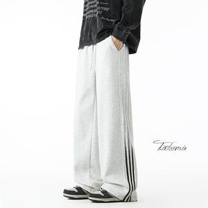 美式条纹运动卫裤男秋冬加绒休闲裤A166-KB4043-特P45加绒50控79，男装休闲裤，电商A166