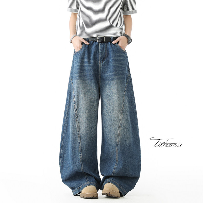 美式弯刀牛仔裤男2026春季阔腿长裤廓形裤A166-NA5J03-特P45控75，男装牛仔裤，电商A166