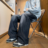 美式竹节纹牛仔裤男春季复古潮牌直筒长裤A166-NA5J07-特P40控75，男装牛仔裤，电商A166