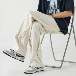 高街美式复古水洗cleanfit牛仔裤男宽松微喇裤A166-K035-P45控75图片