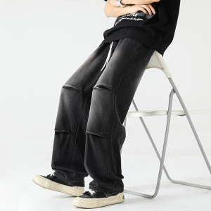 水洗牛仔裤男直筒休闲潮牌复古美式宽松裤子A166-K037-P50控75图片