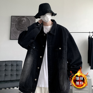 美式加绒牛仔衣男冬高街水洗潮牌夹克A166-JK001-特P68加绒88控95图片