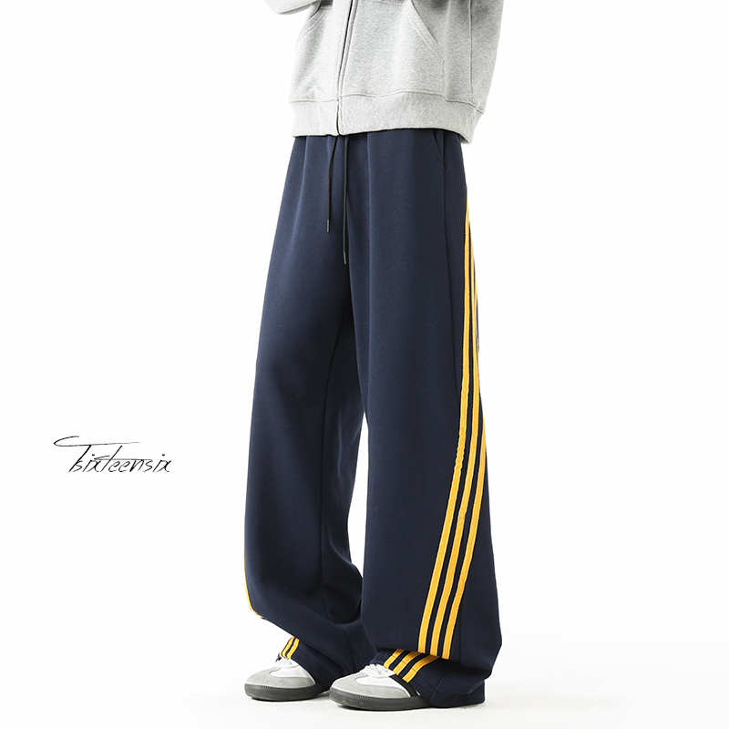 美式条纹运动卫裤男秋季撞色三条杠休闲裤A166-KX5811-特P37控75，男装休闲裤，电商A166