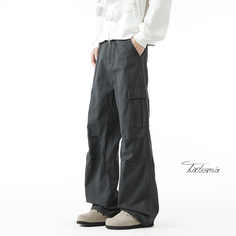 美式复古阔腿工装裤男水洗做旧直筒裤子A166-NC5819-特P45控85，男装工装外套，电商A166