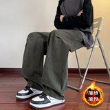 美式廓形工装裤男冬季重磅水洗弯刀裤A166-NJ5J06-P50加绒60控85，男装工装外套，电商A166