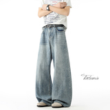 美式竹节纹弯刀牛仔裤男2026春季宽松裤子A166-NA5404-特P45控89，男装牛仔裤，电商A166