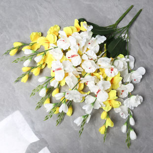 仿真剑兰花束假花把束五叉剑兰花客厅婚礼酒店装饰跨境专供