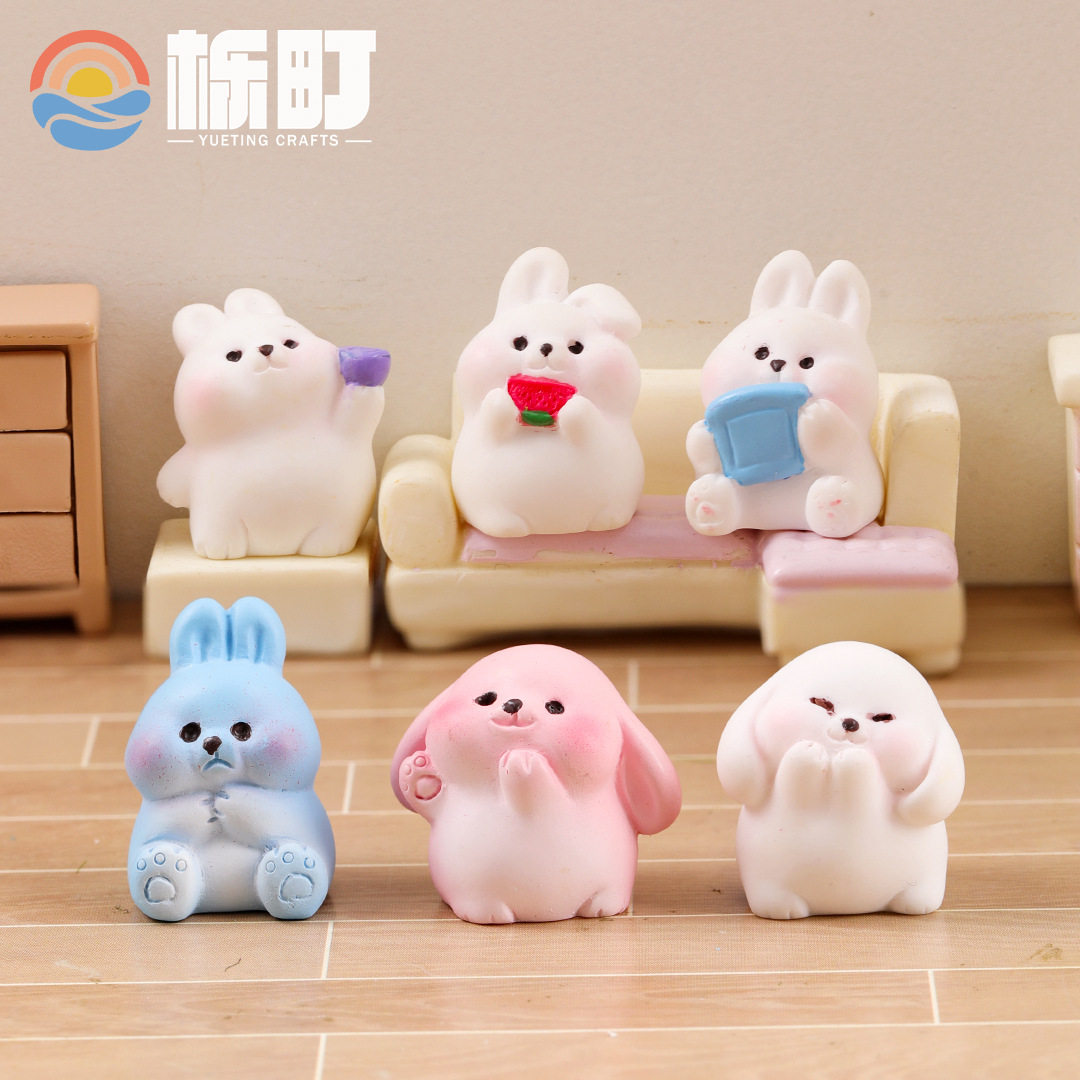 微景观创意可爱小兔子家族动物公仔装饰品配件迷你桌面树脂小摆件,家居饰品,桌面摆件,淘宝优惠券,粉丝福利购,淘宝优惠卷