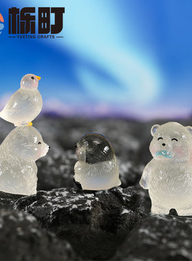 跨境新品夜光北极熊ins风格微景观树脂摆件园艺造景Zakka创意摆件