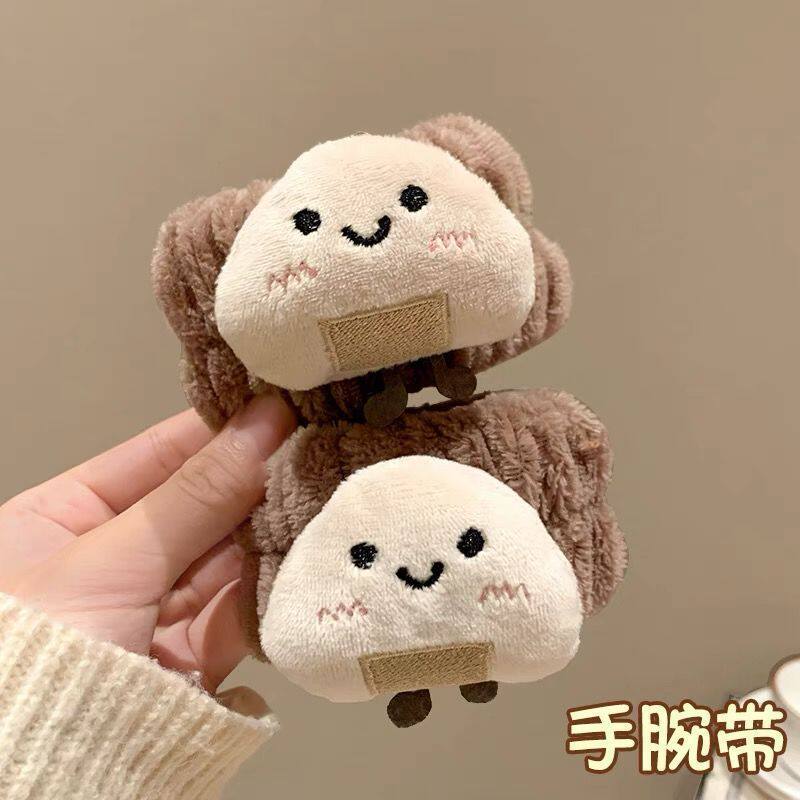 可爱芝士吐司洗脸手腕带防滴水防湿袖神器洗漱手环可爱卡通束发带