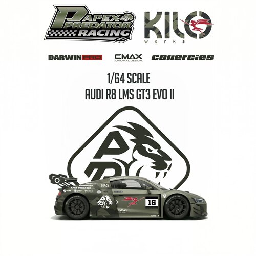 KILO 1:64 奥迪 R8 达尔文 LMS GT3 EVO II 合金汽车模型