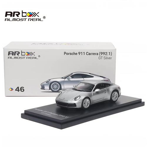 保时捷911 Carrera（992.1）GT 1:64合金车模银色 AR box汽车模型