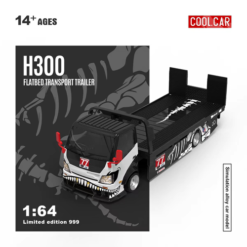 现货CC 1:64 H300 平板运输拖车 化骨龙77号涂装仿真合金汽车模型