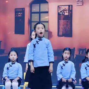 少儿爱国红色情景剧满江红朗诵演出服民国五四青年装口才语言服装