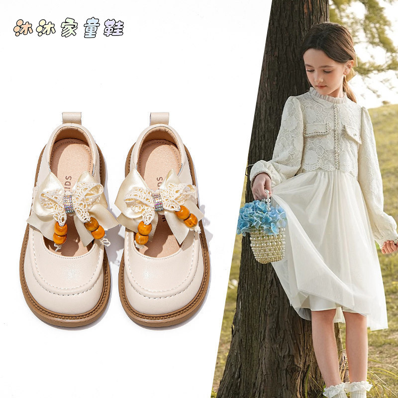 女童鞋子儿童公主鞋2026新款春季小女孩蝴蝶结软底单鞋黑色皮鞋