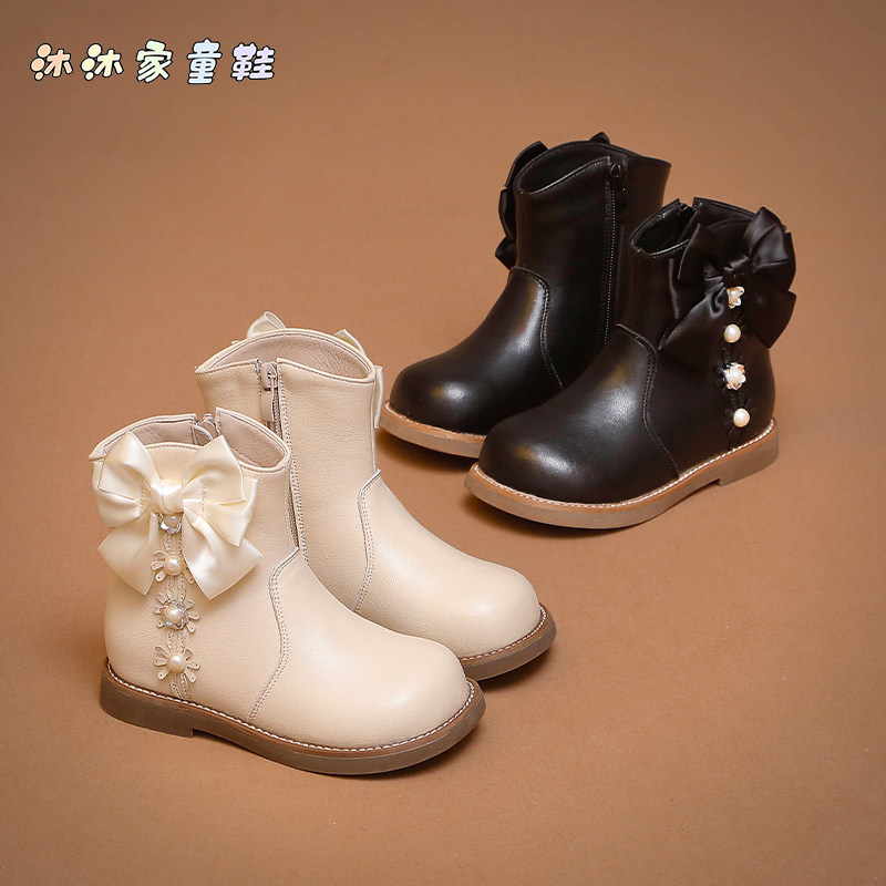 女童鞋子儿童马丁靴2025新款冬季小女孩加绒百搭公主洋气短靴保暖