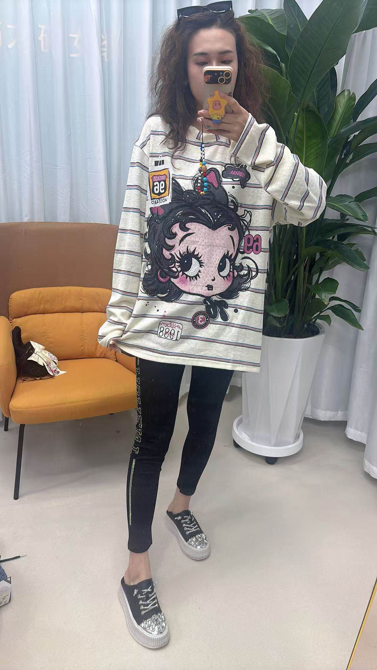 阿静家烫钻春夏新款大版宽松重工洋气怀旧短袖恤上衣女显瘦百搭酷