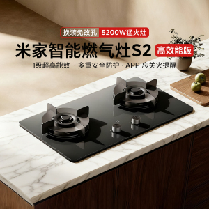米家智能燃气灶S2高效能版嵌入式家用天然气超高热效率猛火双灶台