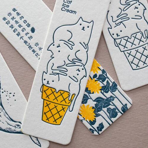【定制】简约ins风明信片票根联仿活版印卡片凹凸版印刷棉纸书签