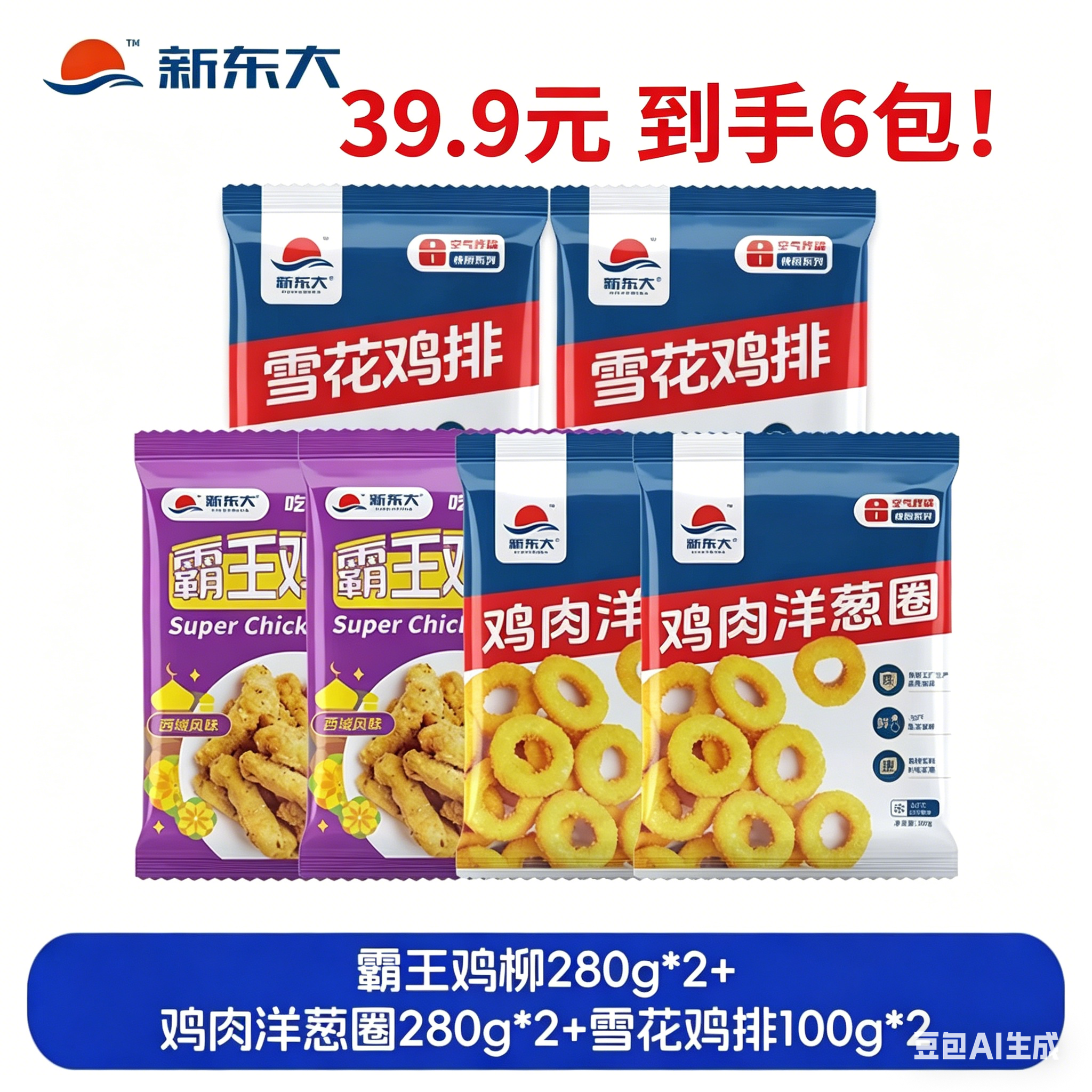新东大炸鸡组合鸡排盐酥鸡霸王鸡柳鸡肉洋葱圈鸡块小酥肉