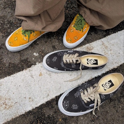 Vans Premium Authentic 44佩斯利腰果花帆布低帮街头潮流板鞋
