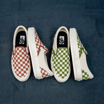 万斯棋盘格低帮一脚蹬帆布鞋