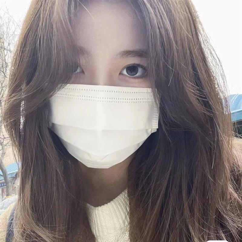 纯欲牛奶白色口罩防晒瘦脸夏季薄款一次性防护三层男女成人ins风