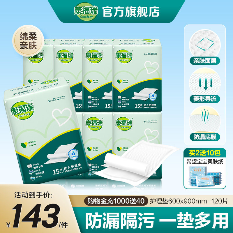 康福瑞成人护理垫60x90老人用120片一次性隔尿垫床垫尿不湿纸尿垫
