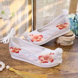 38诗悦】原创新款搭配古风汉服鞋内增高绣花鞋弓鞋翘头古装学生8