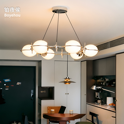环星包豪斯现代极简轻奢玻璃球设计师高档客厅吊灯护眼主灯